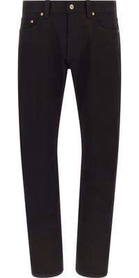 Black Cotton Straight-Leg Jeans