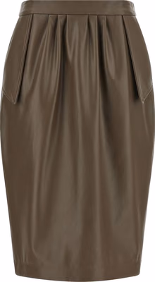 Brown Polyester Midi Skirt