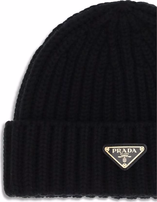 Prada Black Wool Oves Aries Beanie
