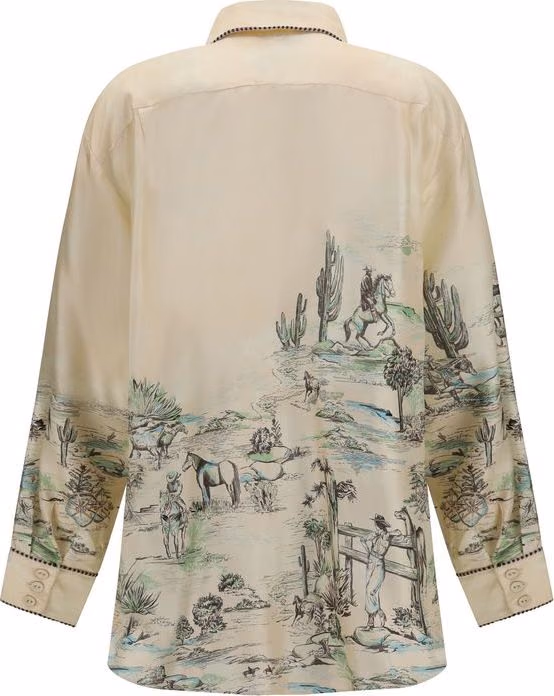 Alemais Beige Silk Blouse