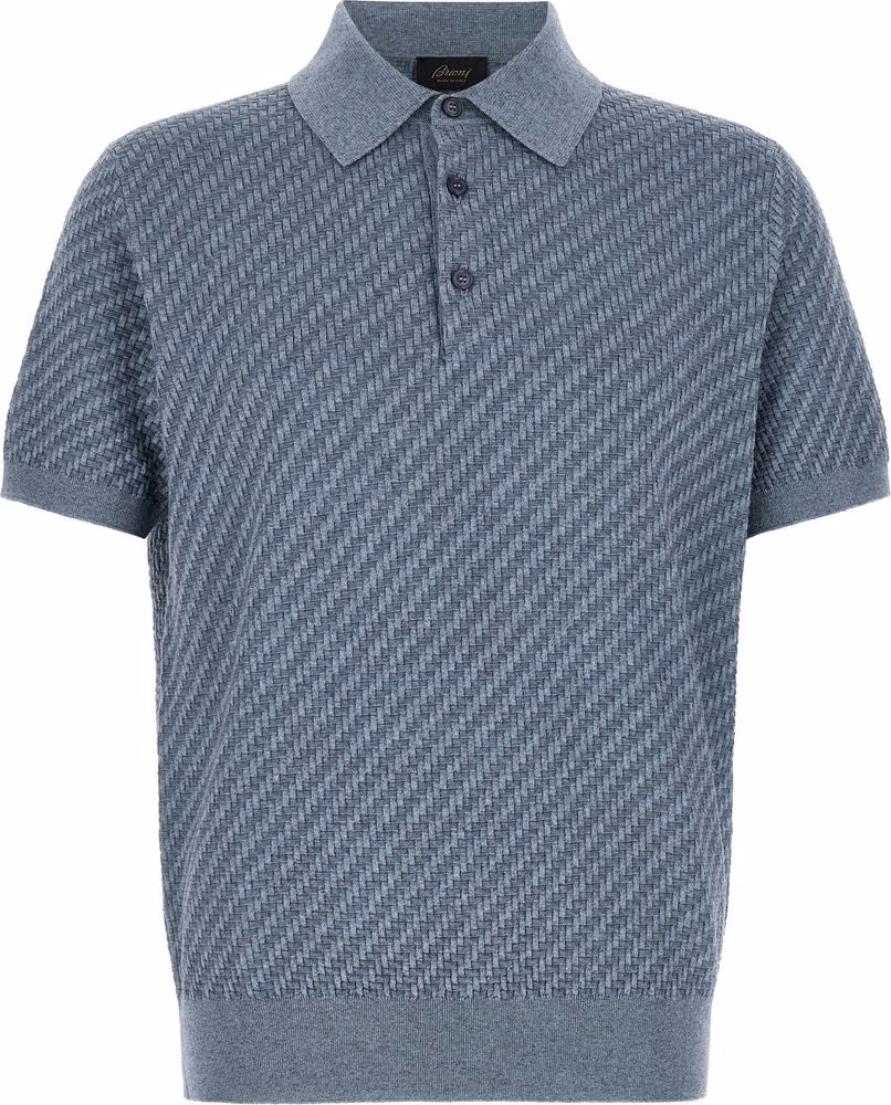 Brioni Blue Cotton Polo Shirt