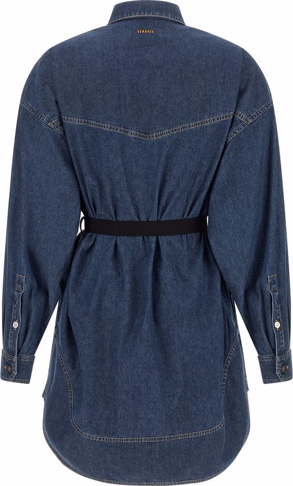 Versace Blue Cotton Short Dress