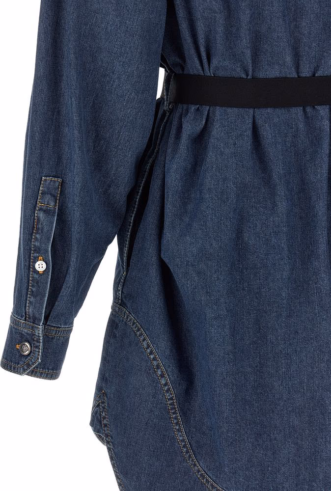 Versace Blue Cotton Short Dress