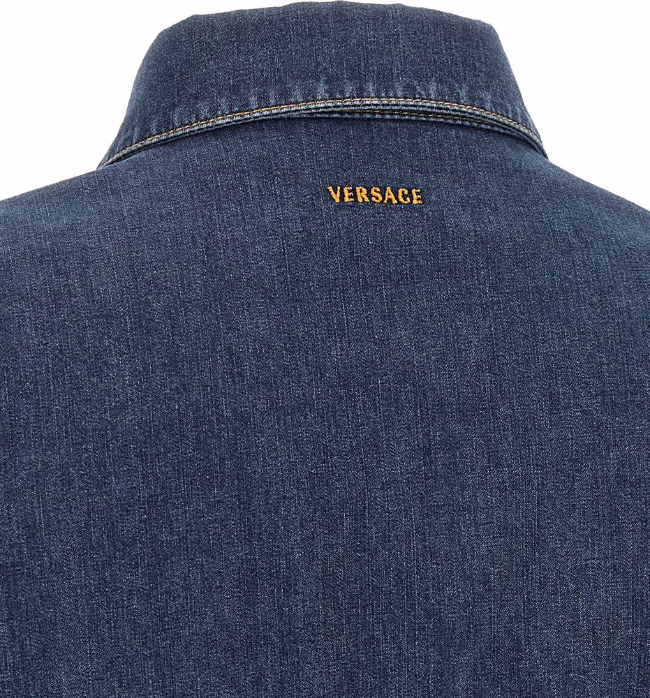 Versace Blue Cotton Short Dress