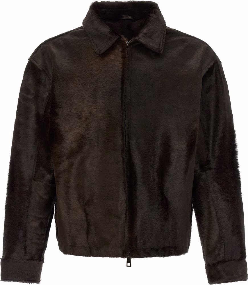 GIORGIO BRATO Brown Calfskin Leather Jacket