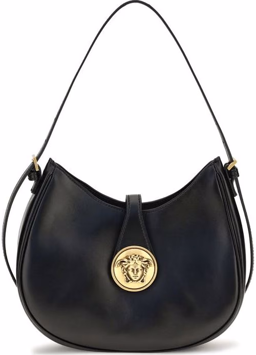 Versace Black Calf Leather Bos Taurus Shoulder Bag