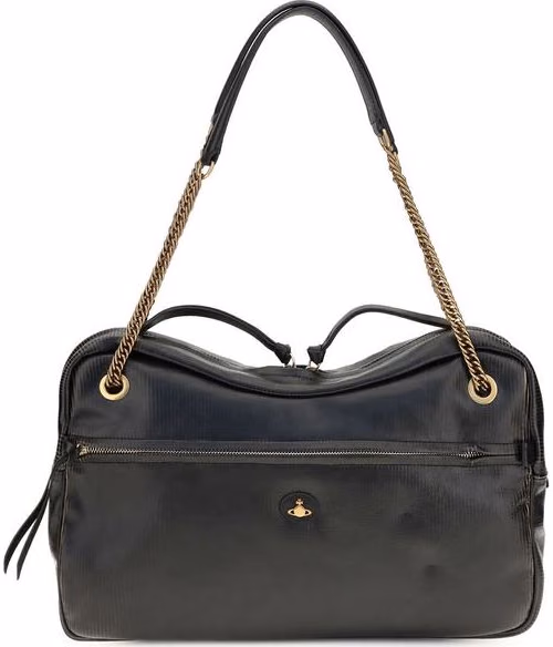 Vivienne Westwood Black Calf Leather Bos Taurus Shoulder Bag