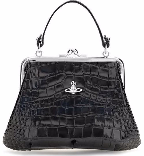 Vivienne Westwood Black Calf Leather Bos Taurus Shoulder Bag
