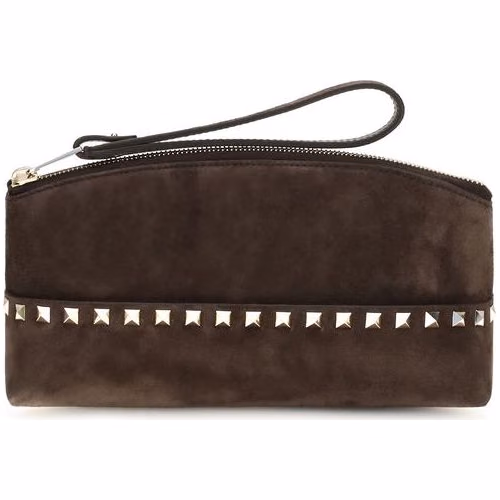Valentino Garavani Brown Suede Leather Handbag