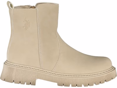 Beige Polyurethane Women Bootie