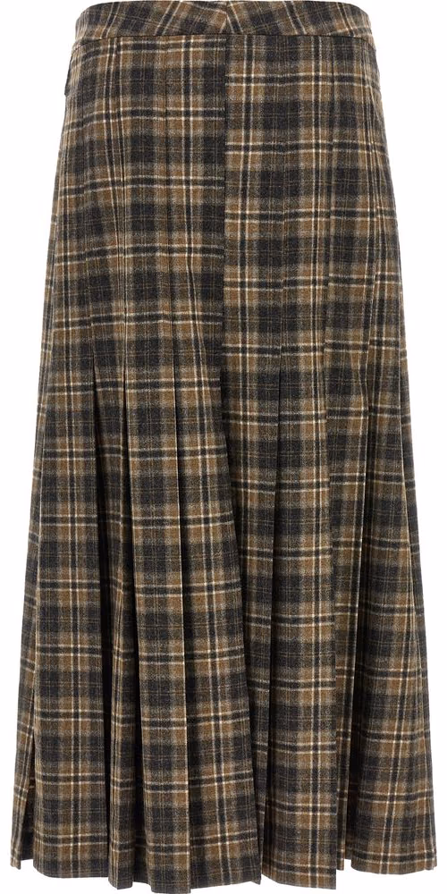 Brunello Cucinelli Brown Virgin Wool Mini Skirt