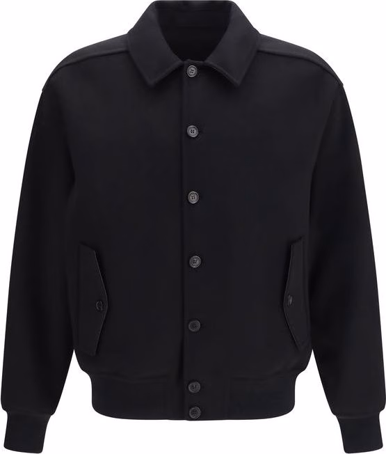 Ferragamo Black Wool Oves Aries Biker Jacket