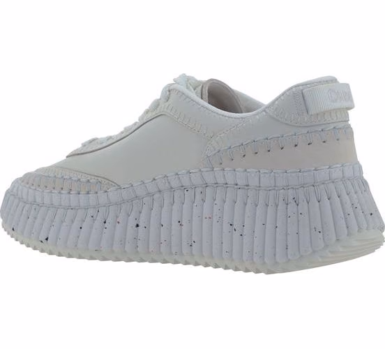 Chloé White Calf Leather Bos Taurus Platform Sneakers