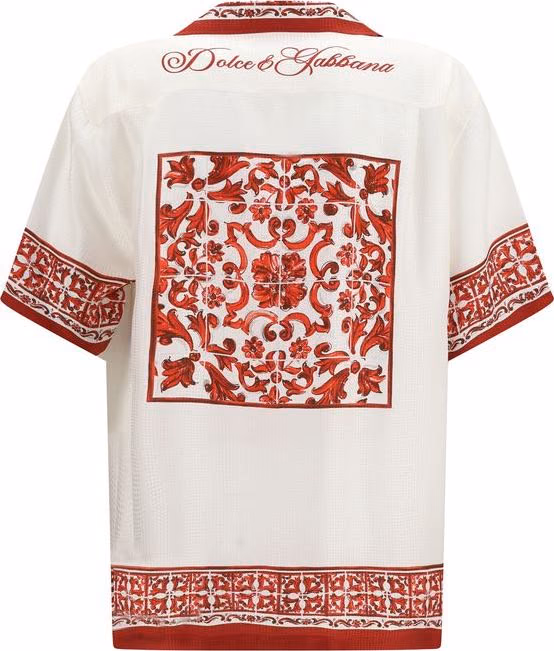 Dolce & Gabbana White Silk Pattern Shirt