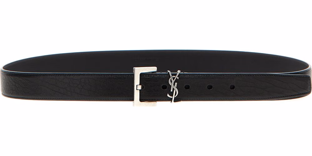 Saint Laurent Black Leather Regular Belt