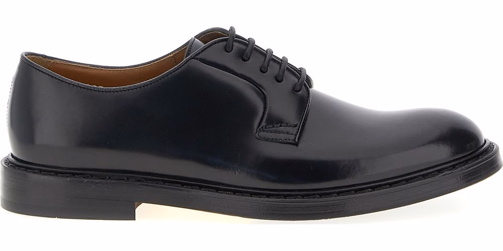 Doucal's Black Calfskin Oxfords And Derbies