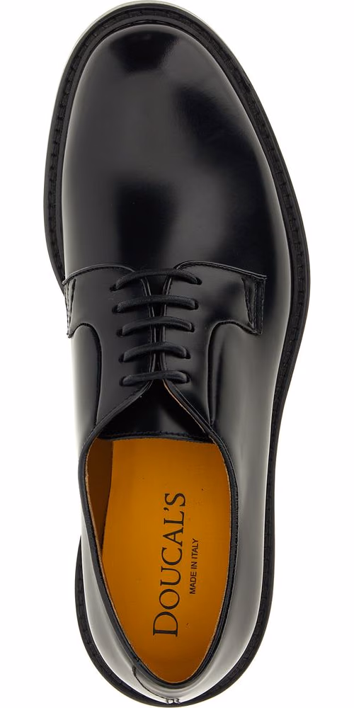 Doucal's Black Calfskin Oxfords And Derbies