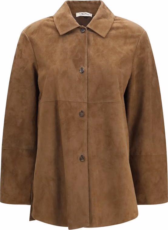 'S Max Mara Brown Lamb Ovis Aries Aries Leather Jacket