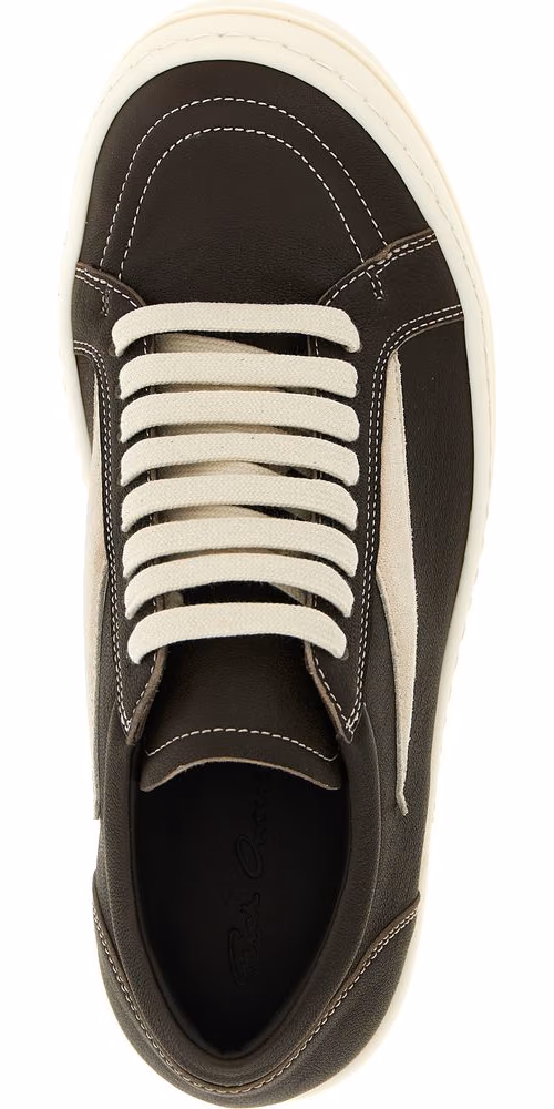Rick Owens Brown Lamb Leather Low Top Sneakers