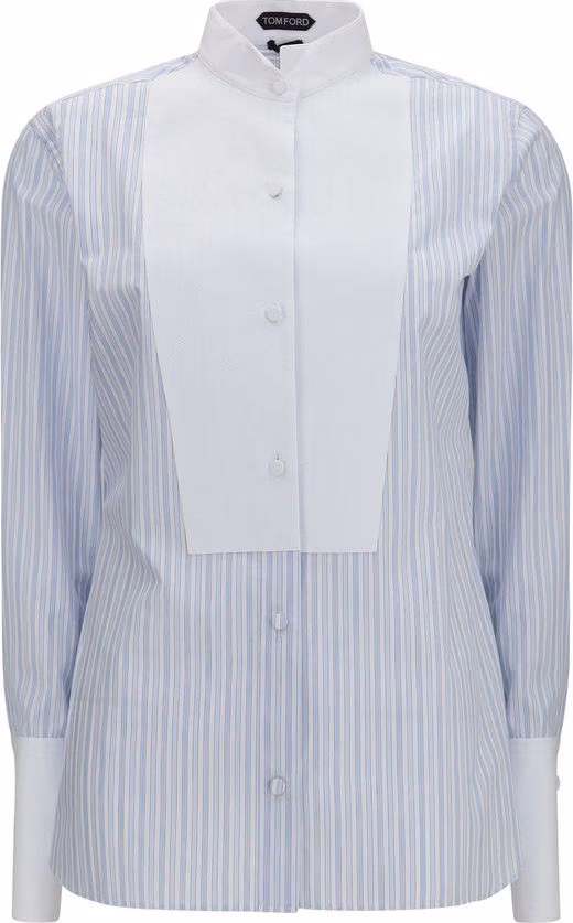 Tom Ford Blue Cotton Pattern Shirt