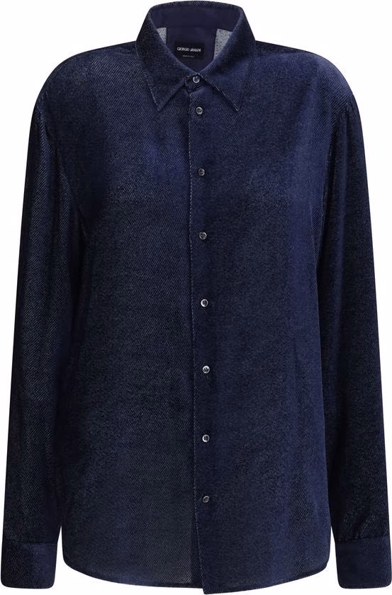Giorgio Armani Blue Silk Dress Shirt