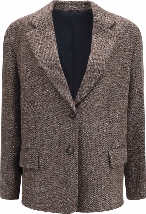 Brunello Cucinelli Brown Wool Oves Aries Biker Jacket