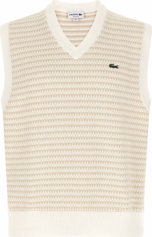 Lacoste Beige Cotton Sleeveles Sweater
