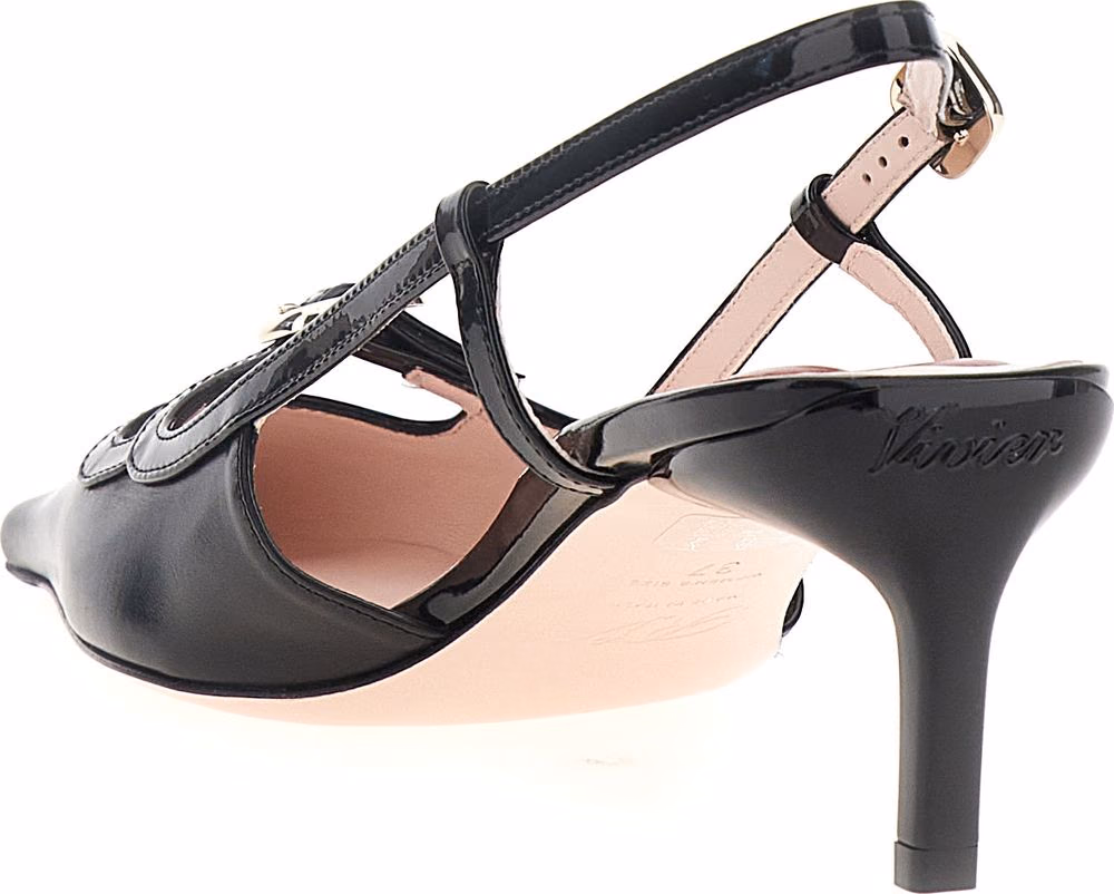 Roger Vivier Black Calfskin Mid Heel Pumps