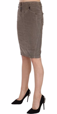 Gray Corduroy Pencil Straight A-Line Skirt