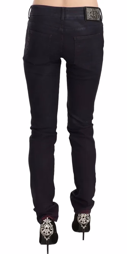 Just Cavalli Black Cotton Low Waist Skinny Denim Pants