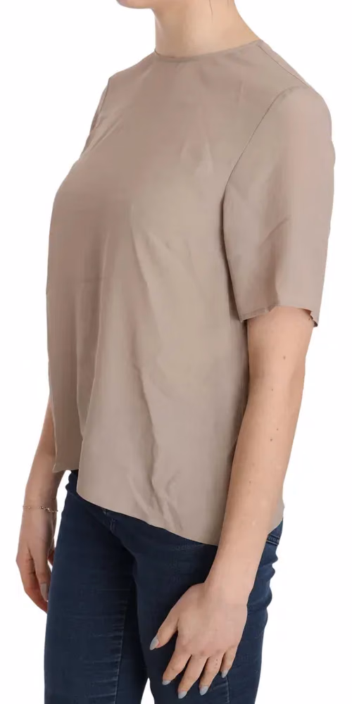 Dolce & Gabbana Beige Crew Neck Short Sleeve Blouse