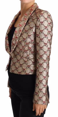 Gold Floral Sequined Blazer Coat Jacket