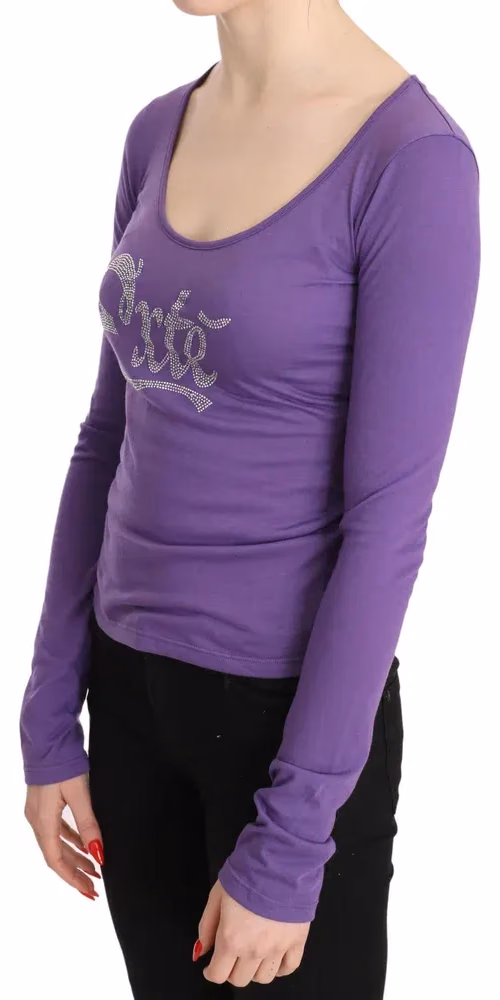 Exte Purple Exte Crystal Embellished Long Sleeve Top Blouse