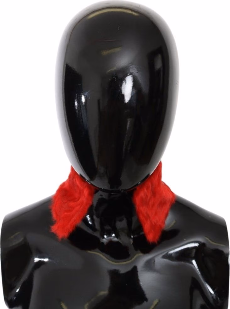 Dolce & Gabbana Red Fur Neck Collar Wrap Lambskin Scarf