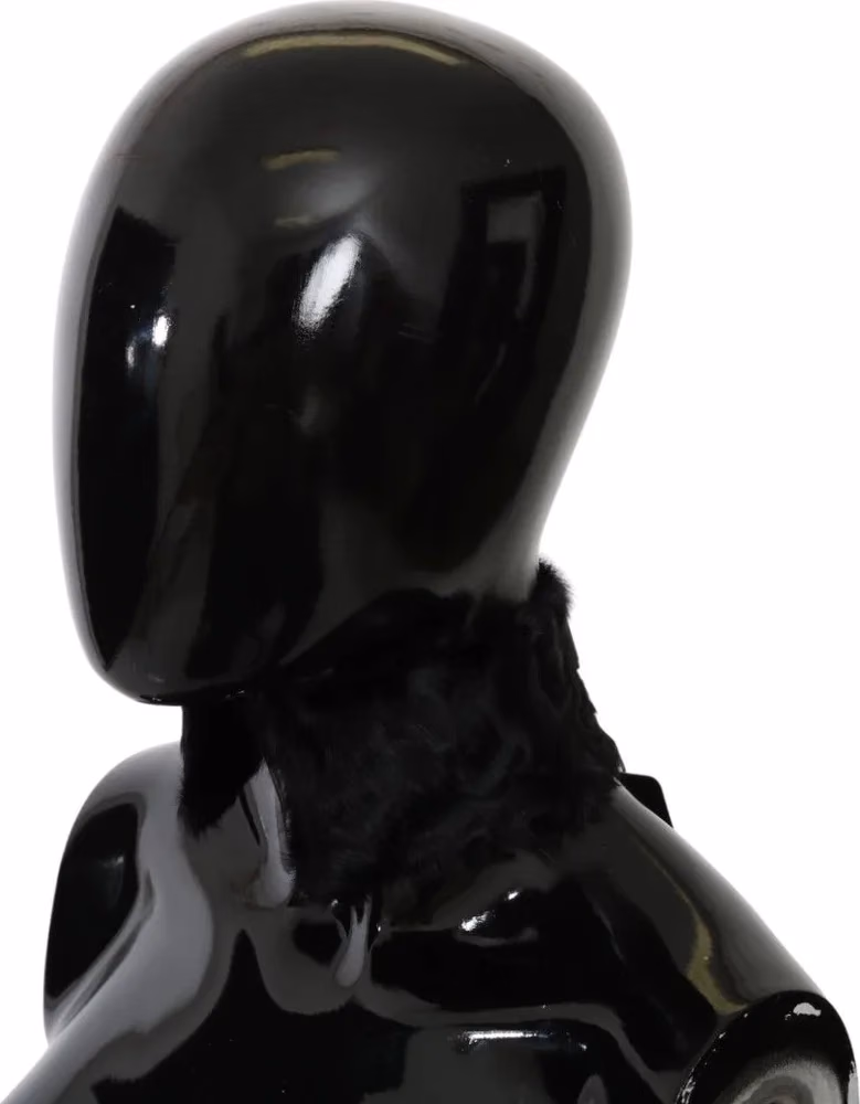 Dolce & Gabbana Black Fur Neck Collar Wrap Lambskin Scarf