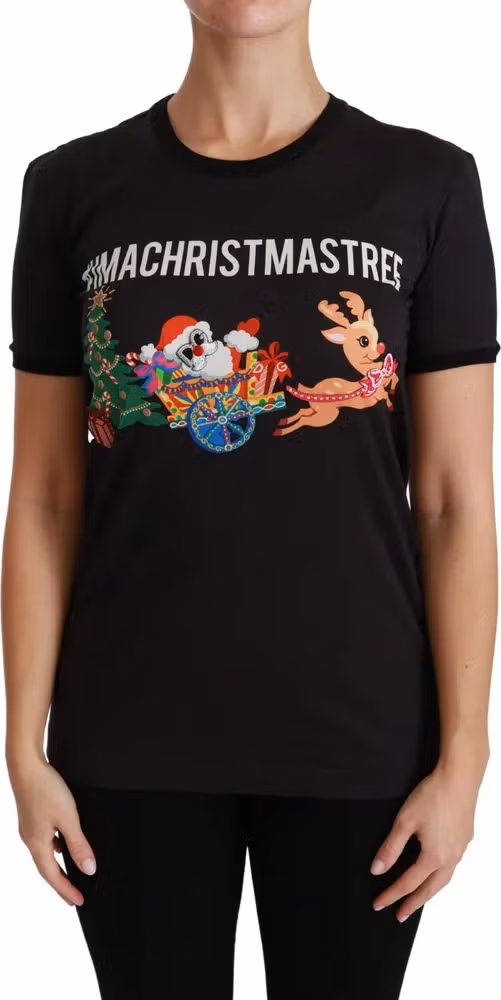 Dolce & Gabbana Black #ImAChristmasTree Crewneck Top T-shirt