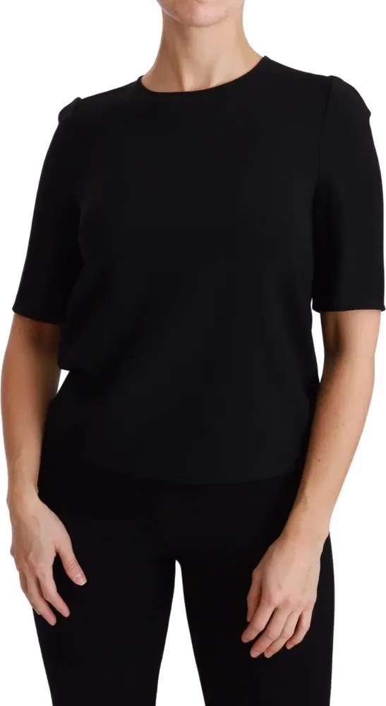 Dolce & Gabbana Black Short Sleeve Casual Top Stretch Blouse