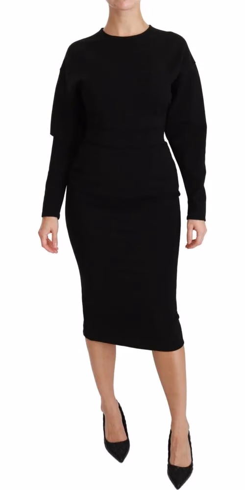 Dolce & Gabbana Black Bodycon Sheath Midi Stretch Dress