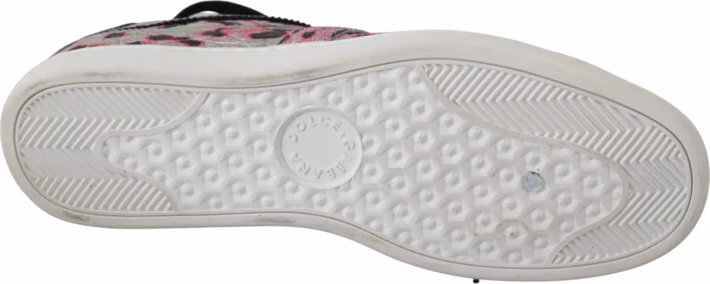 Dolce & Gabbana Pink Leopard Print Training Leather Flat Sneakers