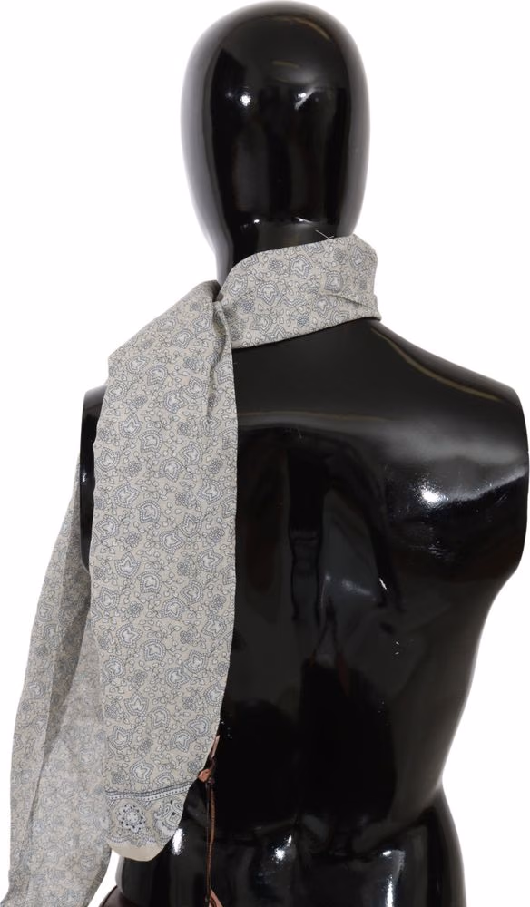 Ermanno Scervino Cotton Beige Blue Fantasy Print Scarf