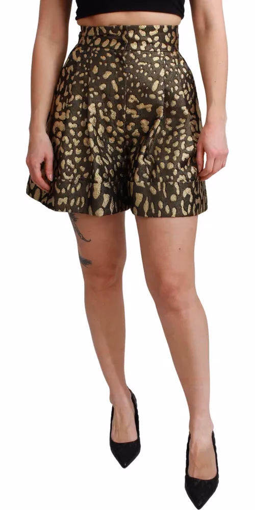 Dolce & Gabbana Black Gold High Waist Mini Cotton Shorts