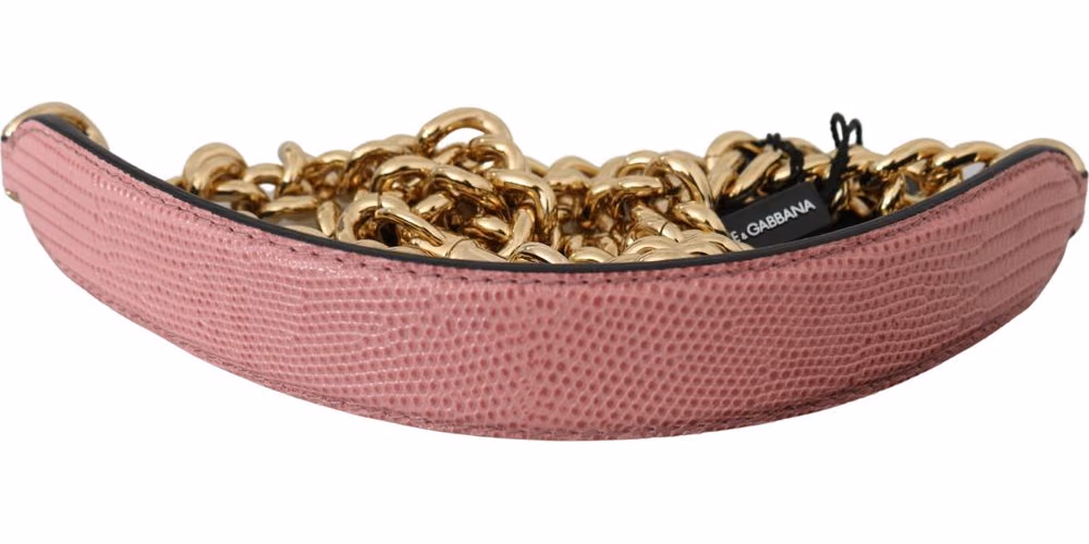 Dolce & Gabbana Pink Leather Gold Chain Accessory Shoulder Strap