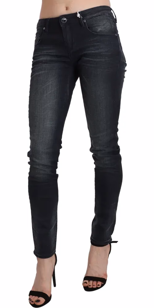 Acht Black Washed Low Waist Skinny Denim Trouser