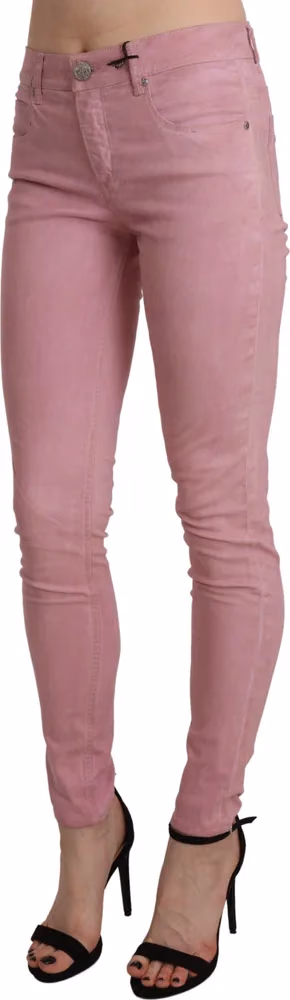 Acht Pink Mid Waist Skinny Stretch  Denim Pant