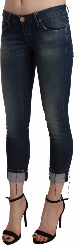 Acht Blue Washed Low Waist Skinny Cropped Denim pant