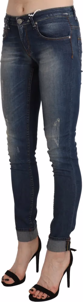 Acht Blue Washed Low Waist Skinny Cropped Denim Trouser