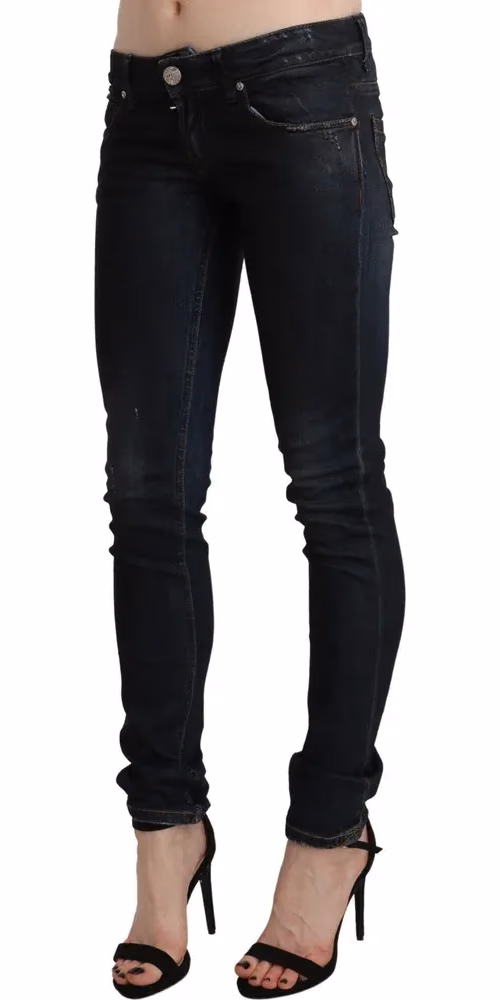 Acht Black Washed Low Waist Skinny Denim Jeans