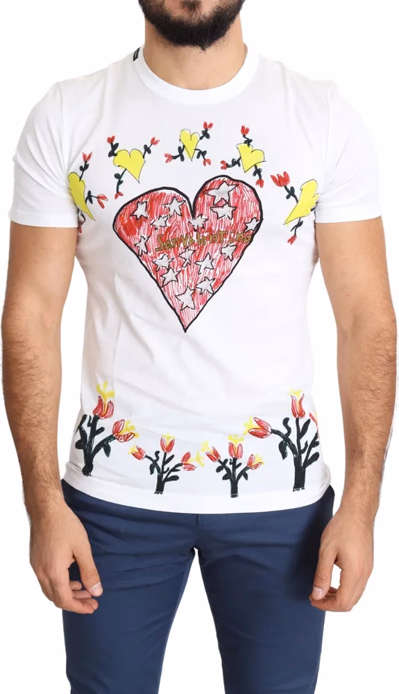 Dolce & Gabbana White Saint Valentine Print Cotton Men T-shirt