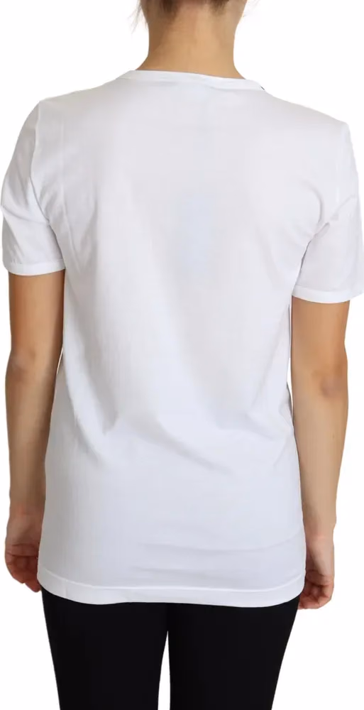 Dolce & Gabbana White San Valentino Heart Crystals T-shirt Top