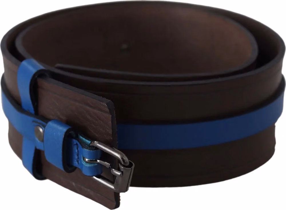 Costume National Brown Thin Blue Line Leather Buckle Belt